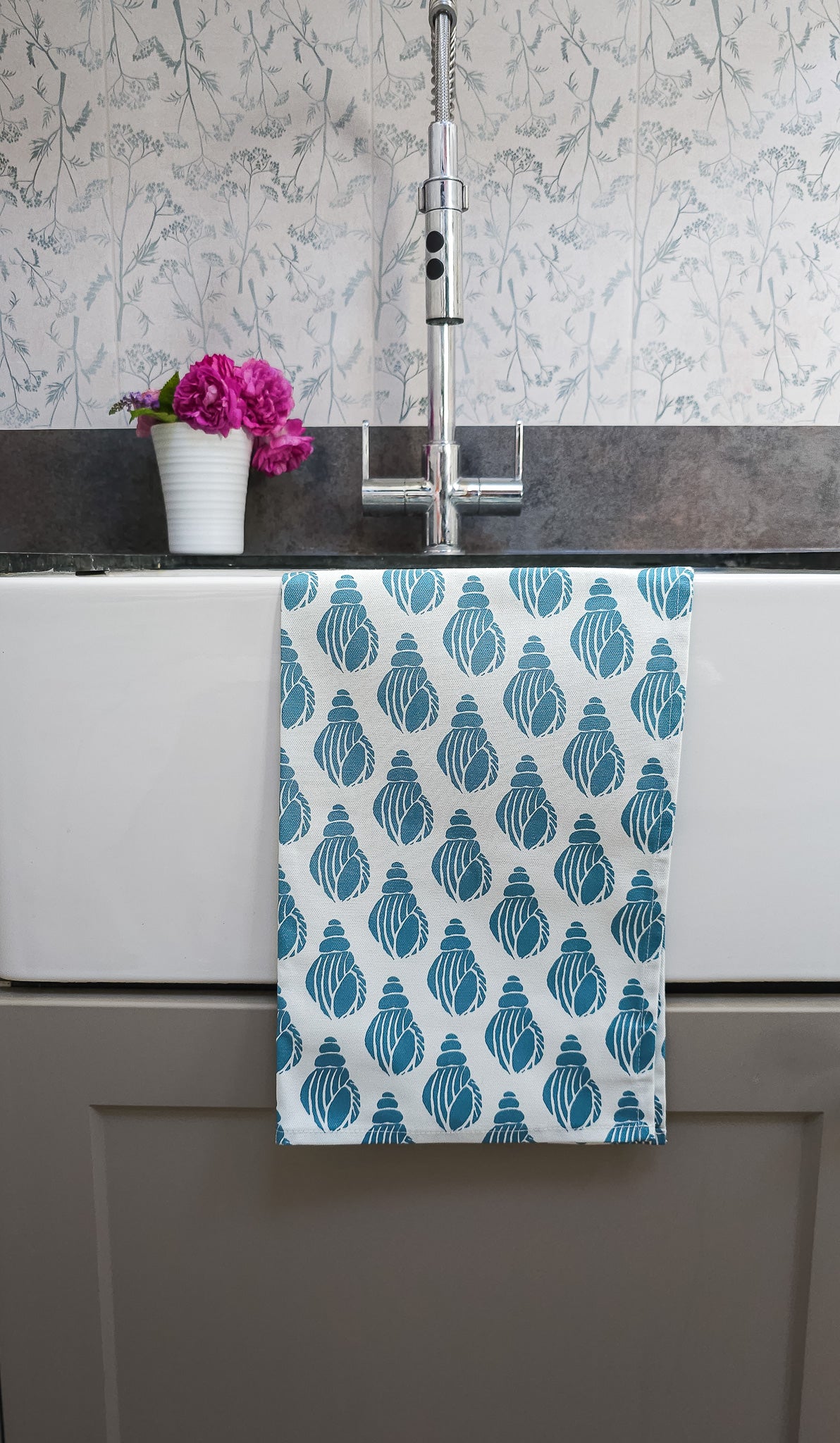 Sea Blue Shell Tea Towel