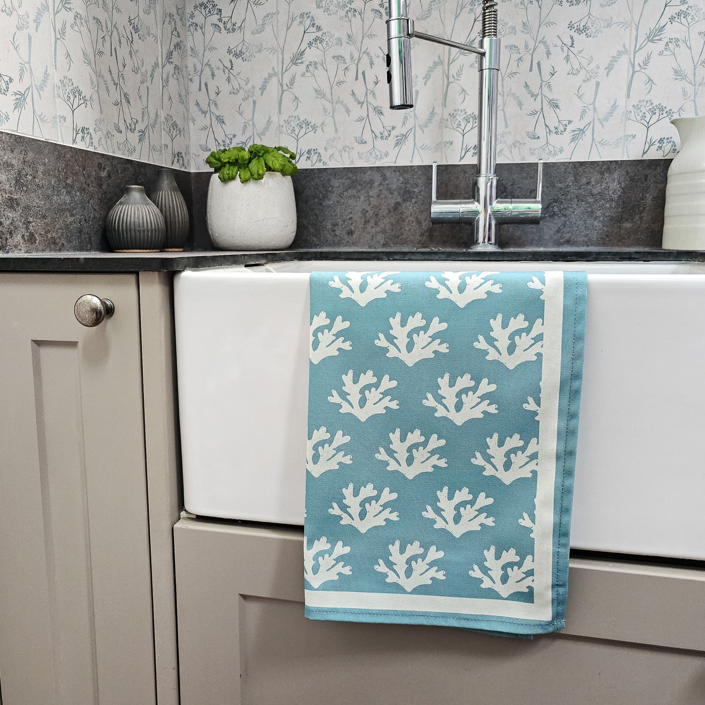 Blue Seaweed Tea Towel