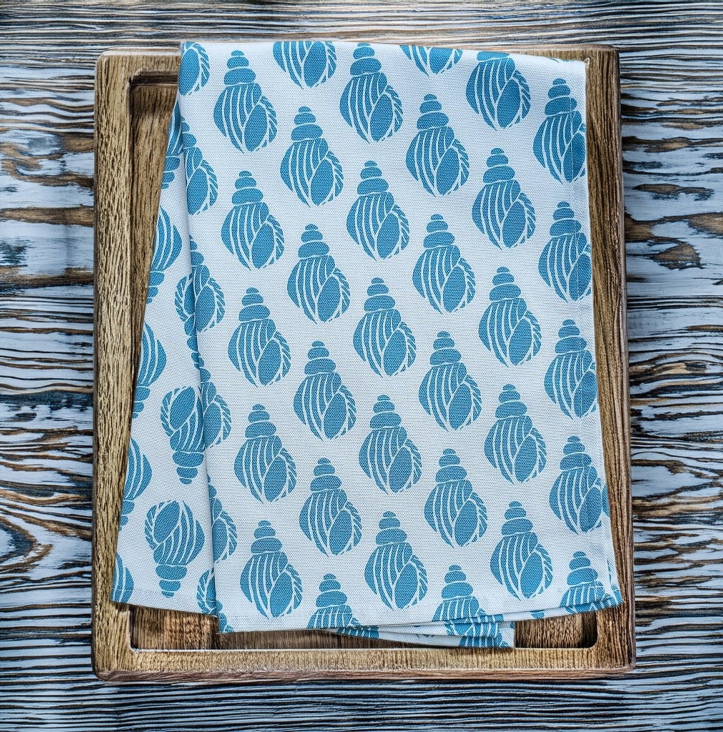 Sea Blue Shell Tea Towel