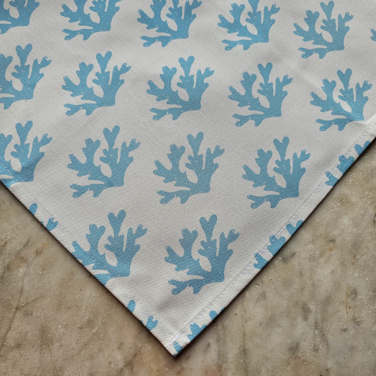 Sky Blue Seaweed patterned tea towel close up blue seaweed motifs on a light background — ZIA