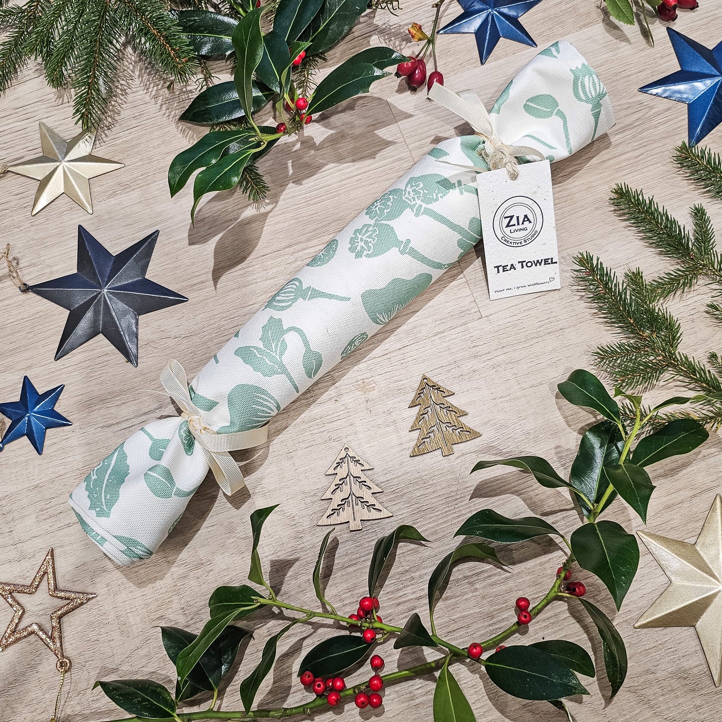 Wild Poppies Tea Towel Christmas Cracker