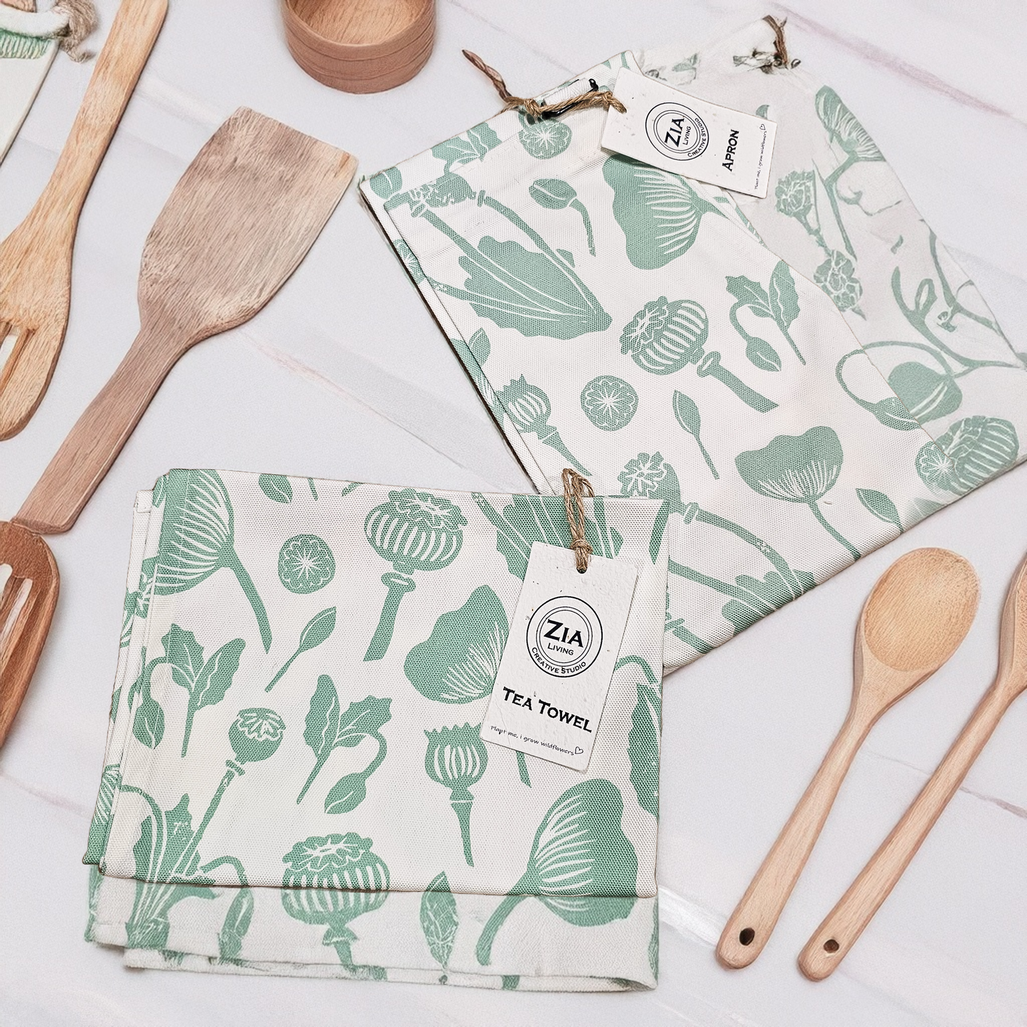 Apron & Tea Towel Set- Wild Poppies