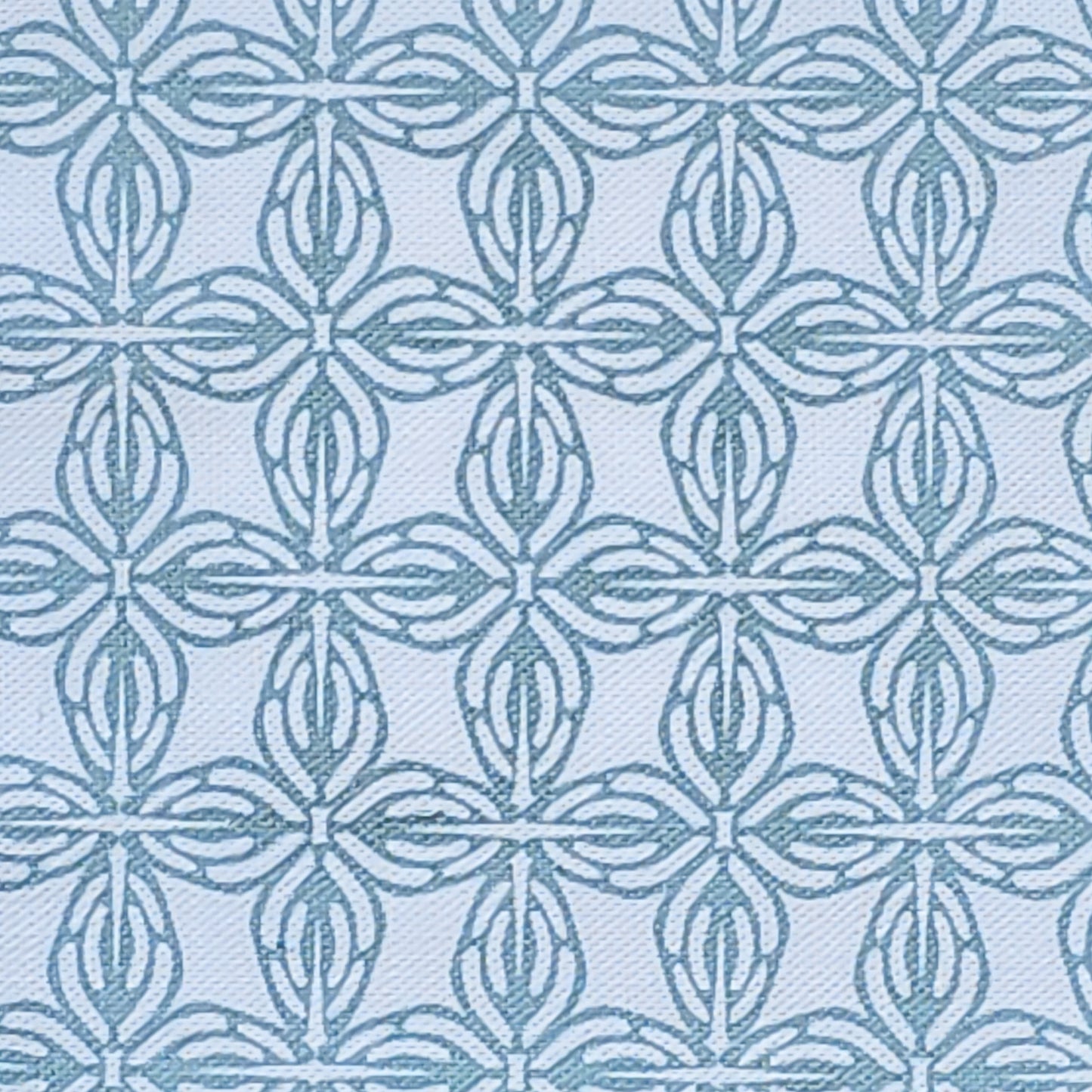 Bella Classic in Blue /white geometric pattern fabric swatch, handmade in cotton‑linen — ZIA LIVING.