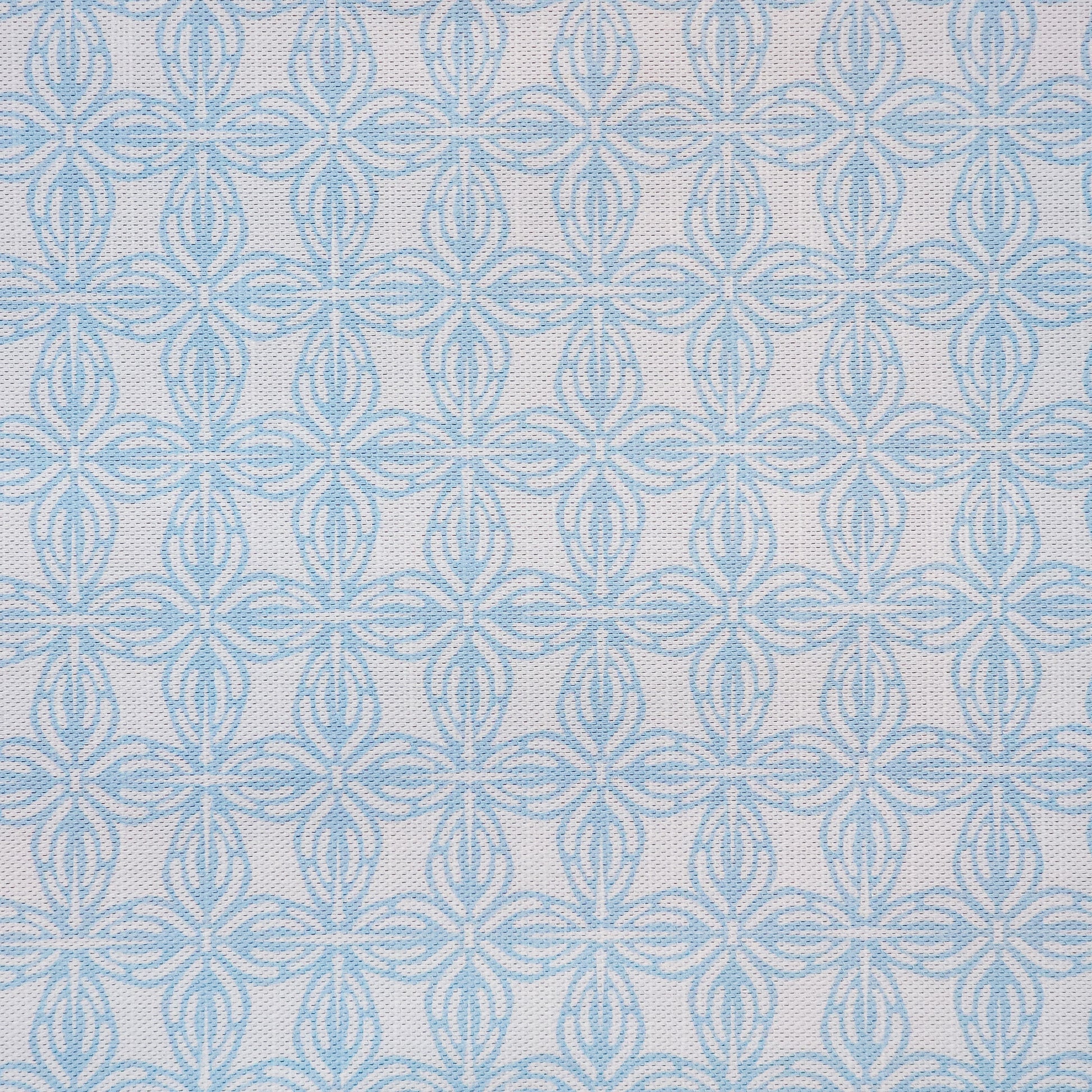 Bella Classic in Blue /white geometric pattern fabric swatch, handmade in cotton‑linen — ZIA LIVING.
