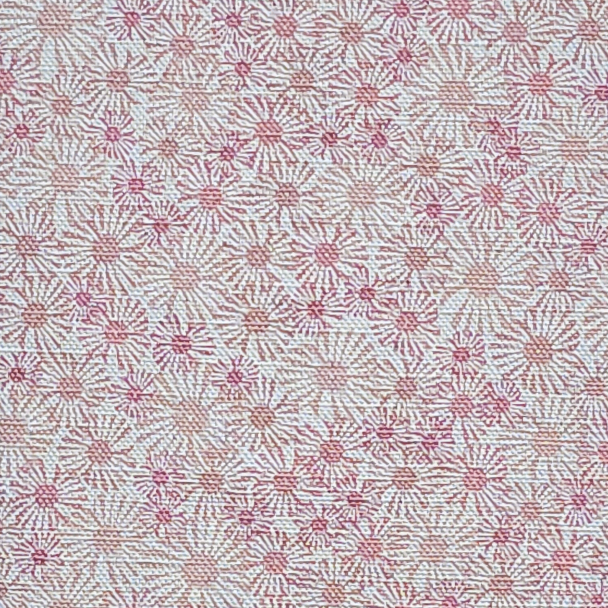 Daisy print drum lampshade with soft pink and beige floral motifs on a light background, fabric swatch— ZIA LIVING