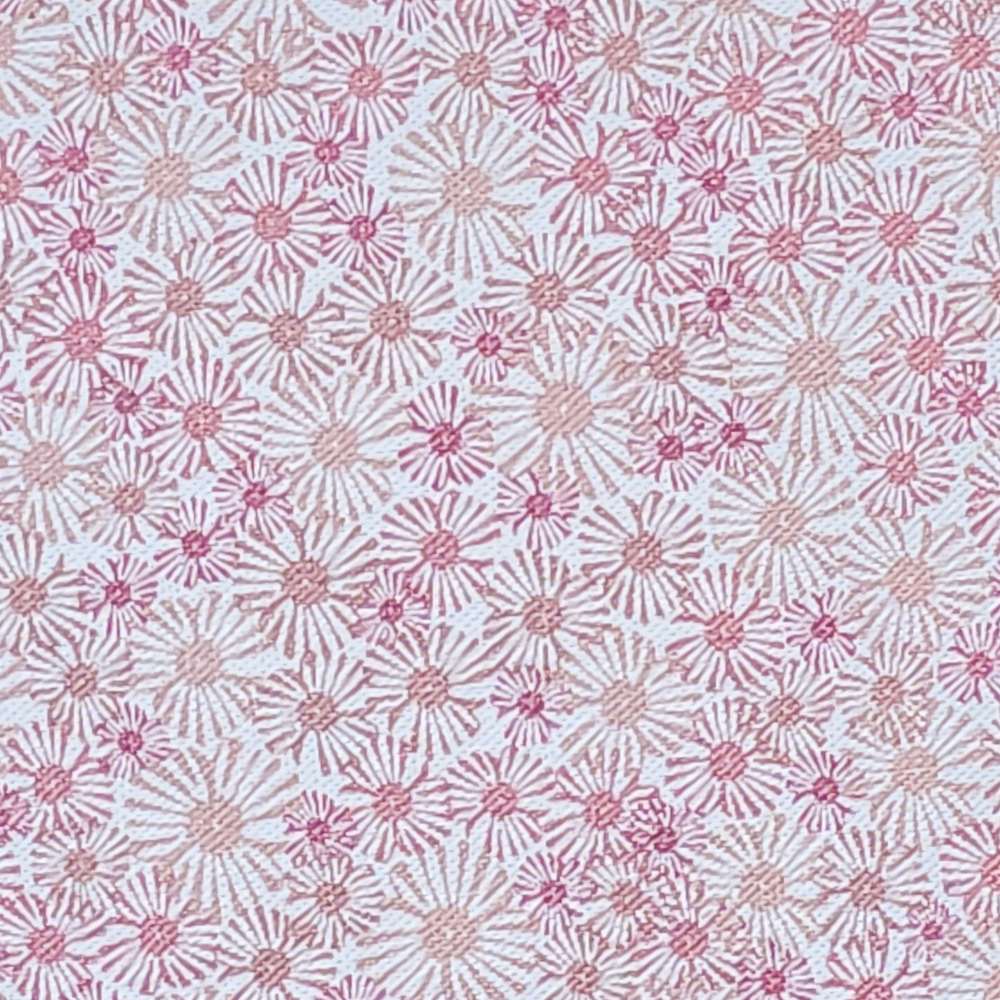 Daisy print drum lampshade with soft pink and beige floral motifs on a white background, fabric swatch — ZIA LIVING