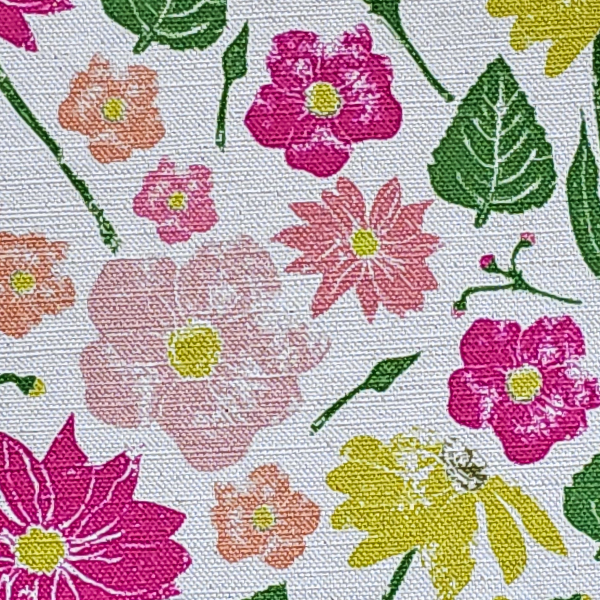 Floral pattern with pink, yellow, and green flowers on a natural background by Zia Living