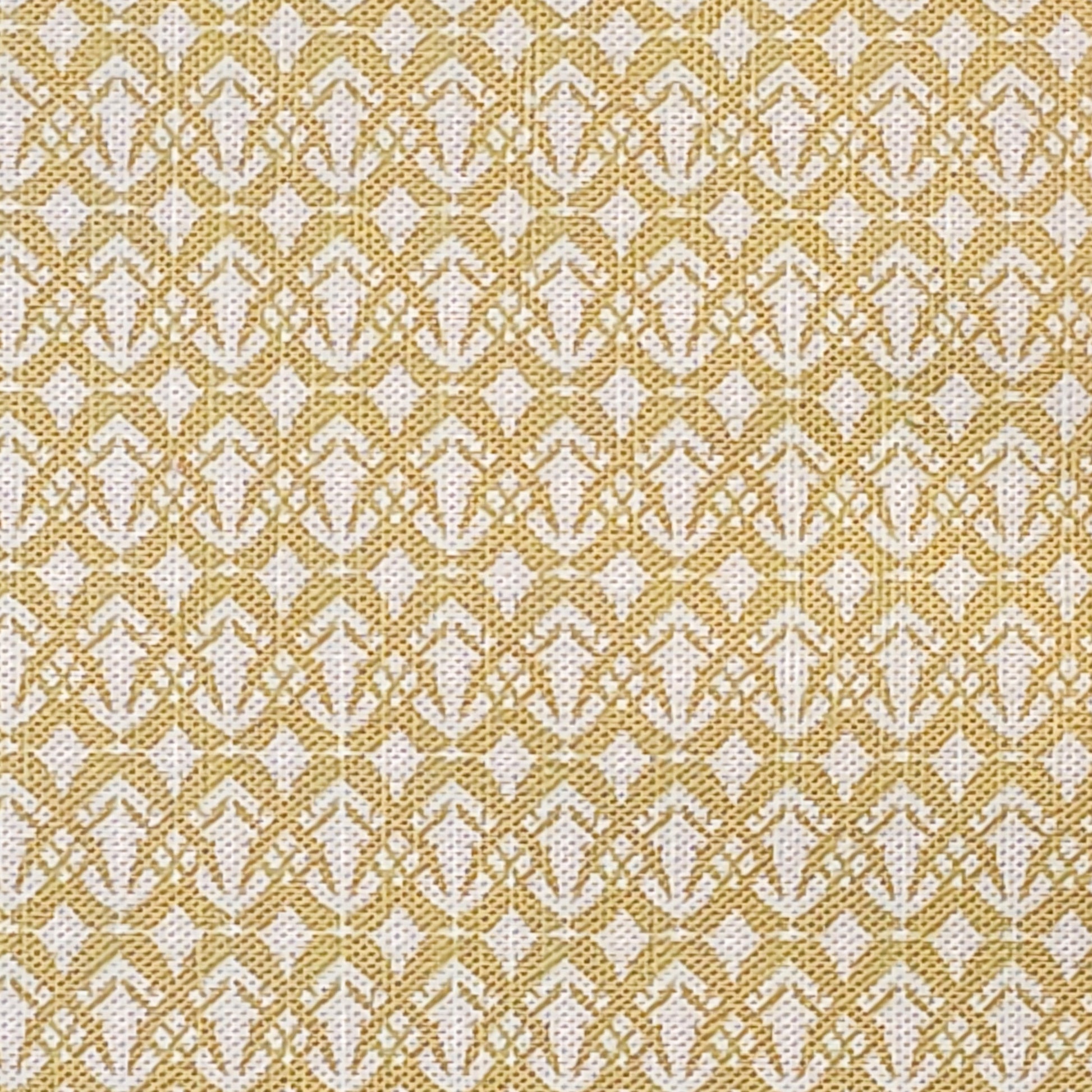 Fornet cotton linen fabric featuring a repeating sand interlocking geometric motif on an off‑white background. ZIA LIVING.