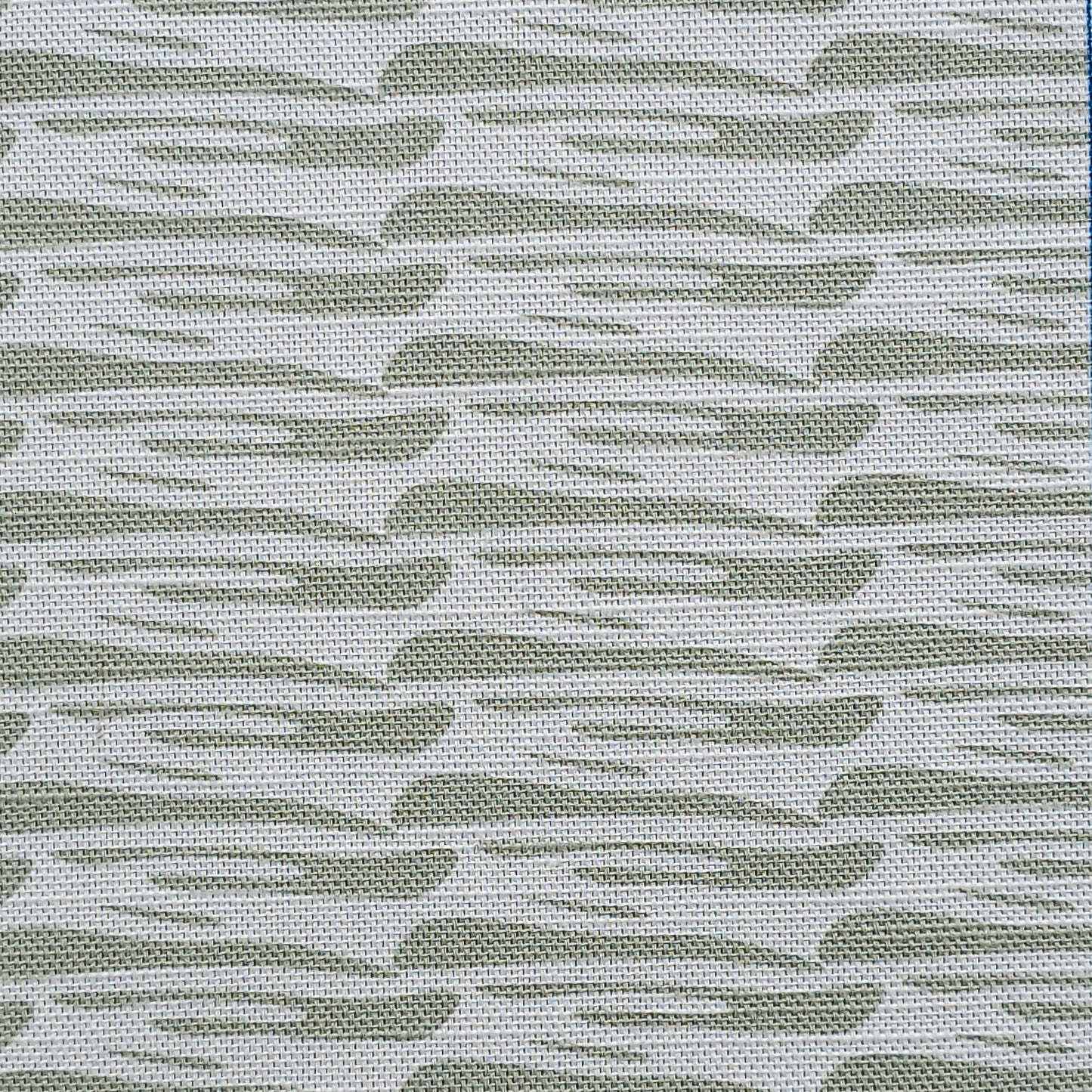 Ondina mushroom wave‑pattern cotton‑linen fabric by ZIA LIVING, featuring a repeating lino‑style motif on a white background.