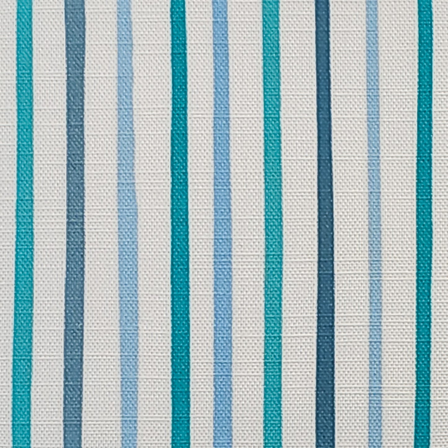 Striped fabric pattern with blue and teal shades vertical stripes on a white background