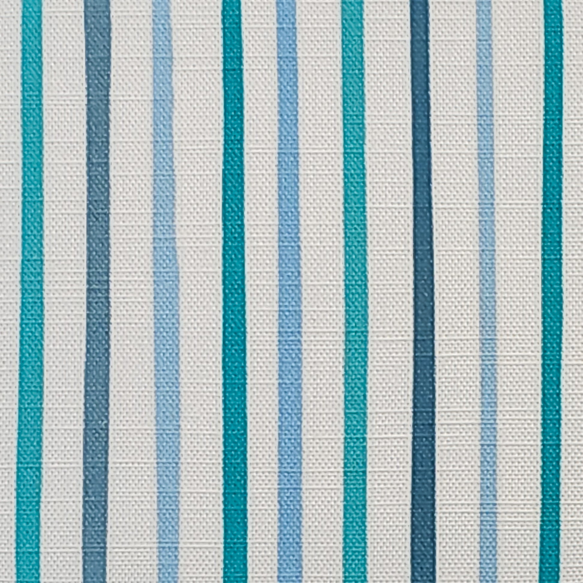 Striped fabric pattern with blue and teal shades vertical stripes on a white background
