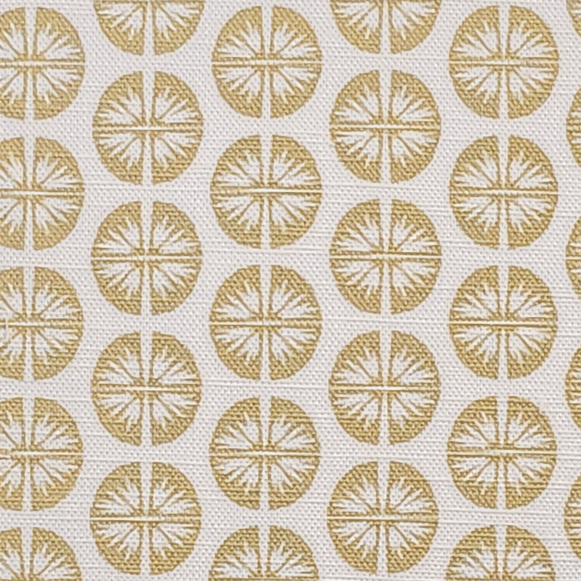 Pressed Flower cotton linen fabric featuring small muted nude coloured circular floral motifs in a repeating pattern on an off‑white background. ZIA LIVING