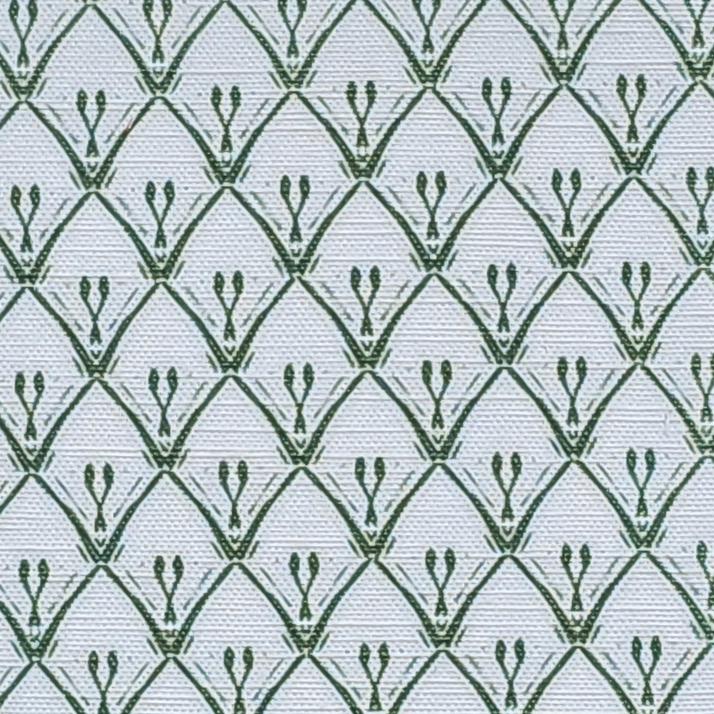 Rosemary Classic cotton‑linen fabric with a white background and green coloured repeat — ZIA LIVING.