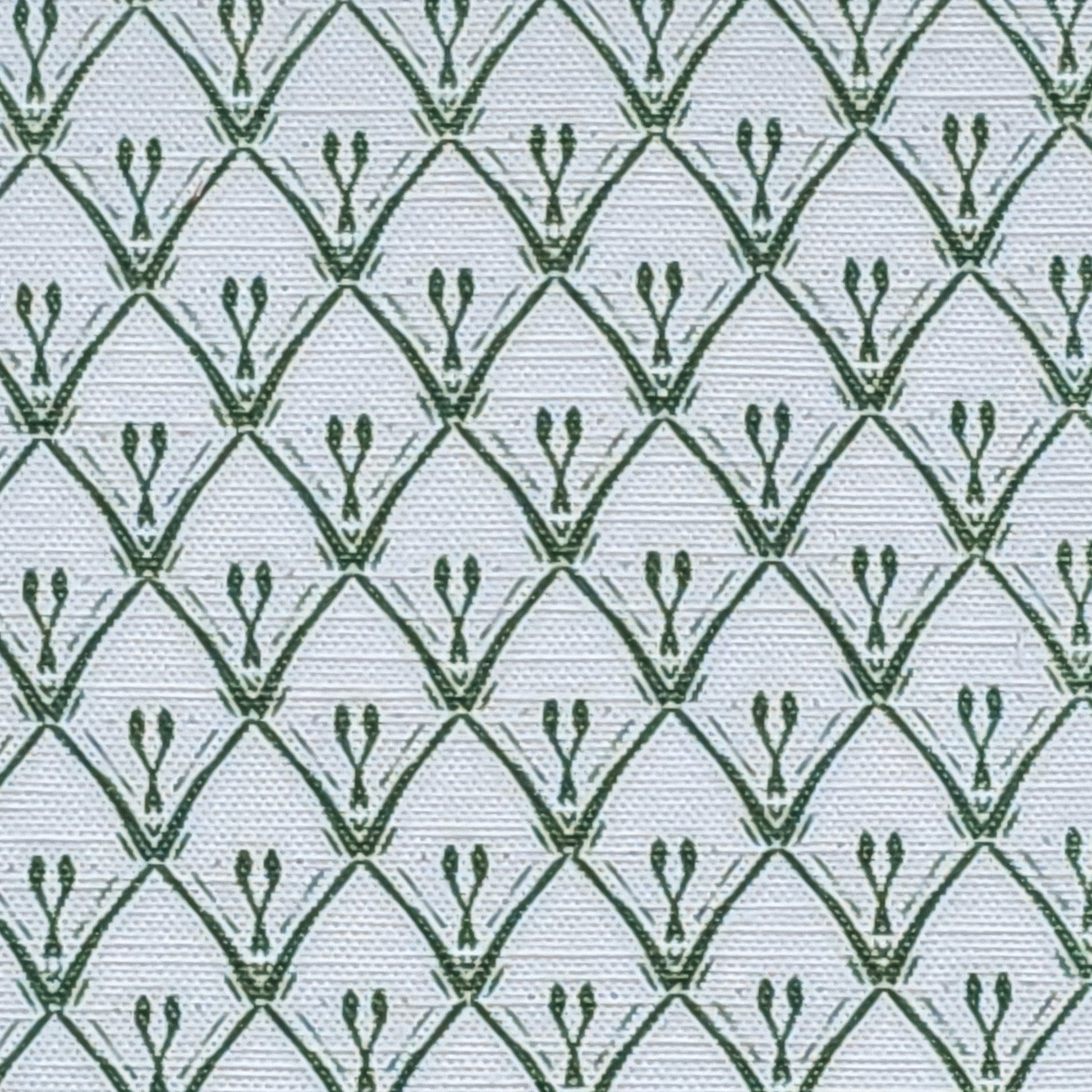 Rosemary Classic cotton‑linen fabric with a white background and green coloured repeat — ZIA LIVING.
