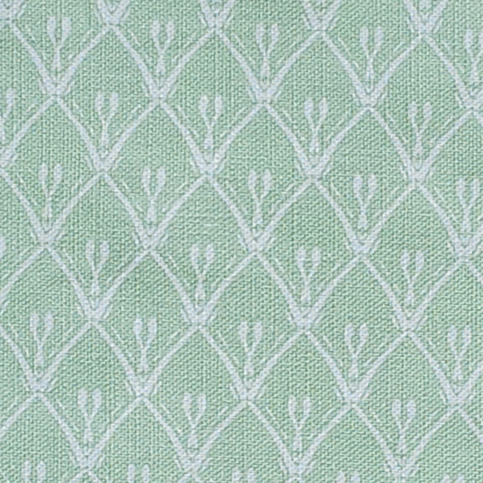 Vintage Green Rosemary cotton‑linen fabric swatch featuring a lino‑style trellis pattern — ZIA LIVING.