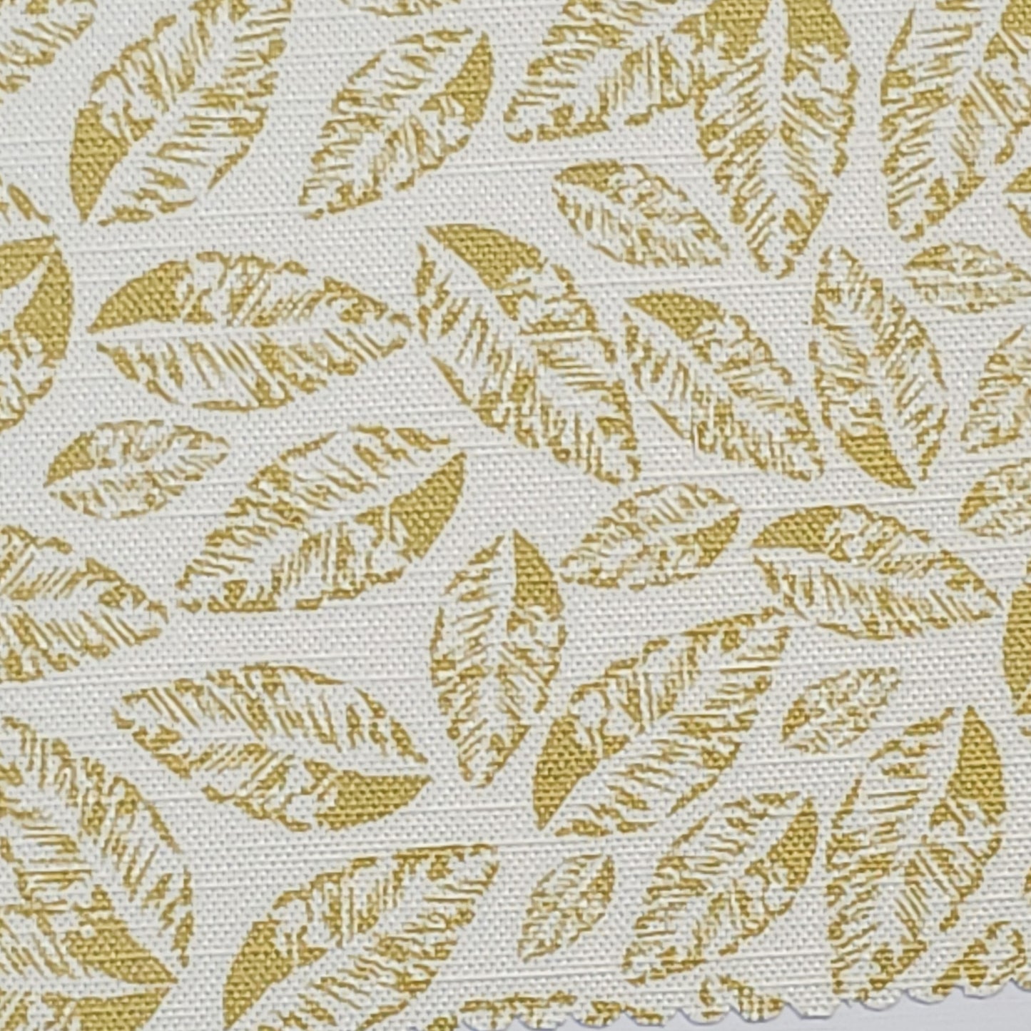 Small‑scale autumn gold leaf print cotton‑linen fabric by ZIA LIVING, featuring a repeating pressed‑leaf motif on a neutral background.