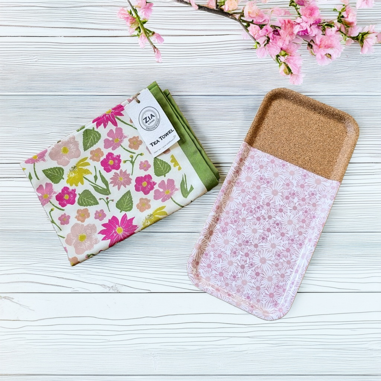 Tray and Tea Towel - Floral