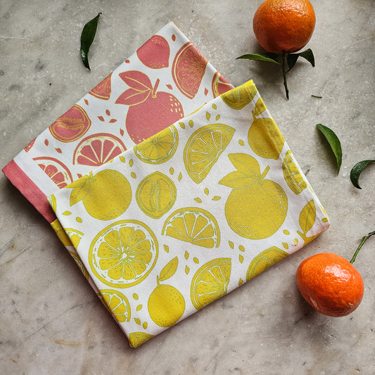 Citrus Tea Towel Set - Orange and Lemons