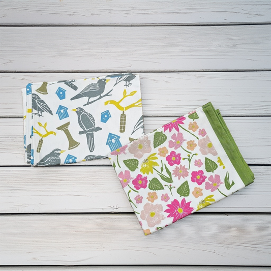 Bird and Flower Garden Tea Towel Set